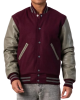 Maroon Body & Grey Leather Sleeves Letterman Jacket Maroon Body & Grey Leather Sleeves Letterman Jacket