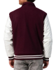 Maroon Body & White Sleeves Letterman Jacket With Byron Collar & Zipper Maroon Body & White Sleeves Letterman Jacket With Byron Collar & Zipper