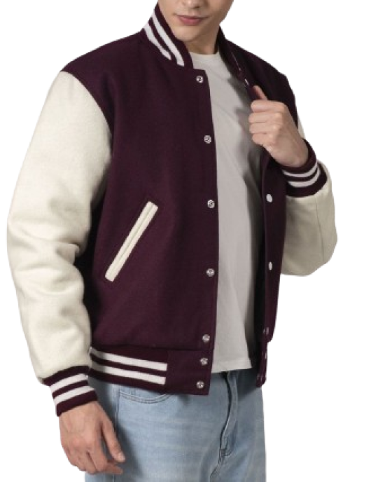 Maroon & White Wool Letterman Jacket Maroon & White Wool Letterman Jacket