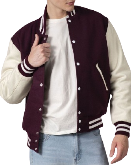 Maroon & White Wool Letterman Jacket Maroon & White Wool Letterman Jacket