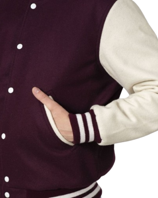 Maroon & White Wool Letterman Jacket Maroon & White Wool Letterman Jacket