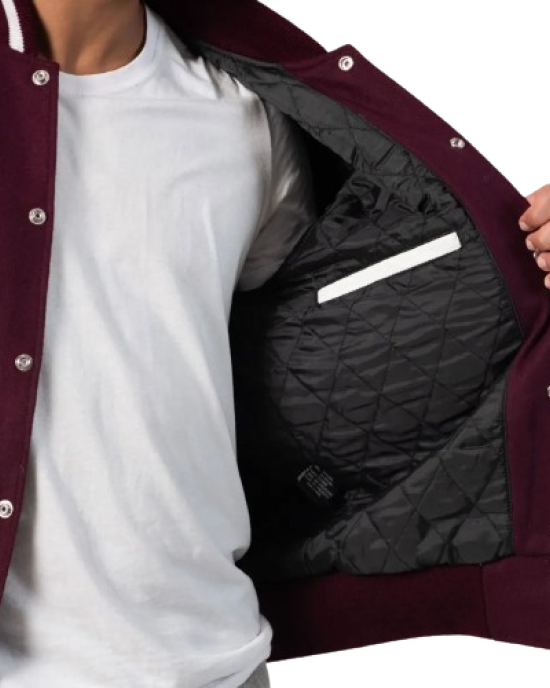 Maroon Wool Body & Bright White Leather Sleeves Letterman Jacket Maroon Wool Body & Bright White Leather Sleeves Letterman Jacket
