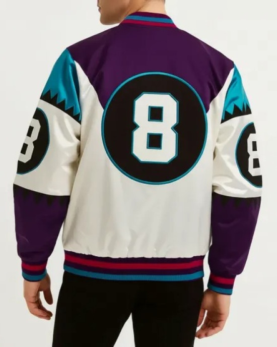 Martin 8-Ball Satin Varsity Jacket – Vintage Color-Block Bomber with Ribbed Trim