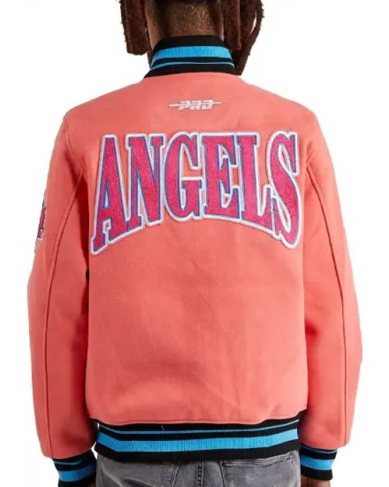 Mash Up Angels Peach Varsity Wool Jacket Mash Up Angels Peach Varsity Wool Jacket