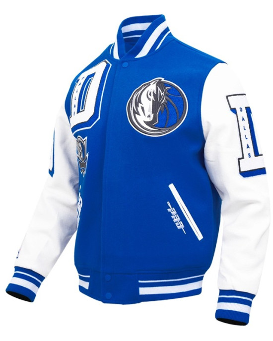 Mashup Dallas Mavericks Blue and White Varsity Jacket