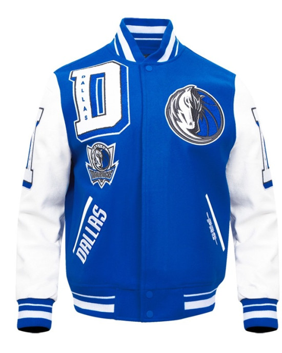 Mashup Dallas Mavericks Blue and White Varsity Jacket