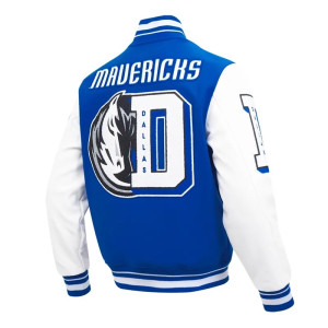 Mashup Dallas Mavericks Blue and White Varsity Jacket