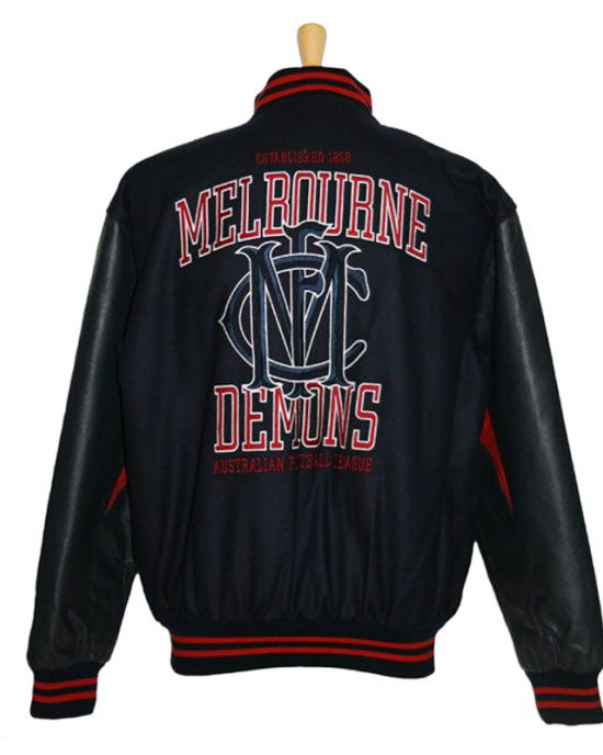 Melbourne Demons Black Collegiate Varsity – Zip-Up Canvas Jacket