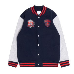 Melbourne Demons  Navy Gray Varsity Fleece Jacket 