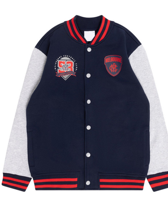 Melbourne Demons  Navy Gray Varsity Fleece Jacket