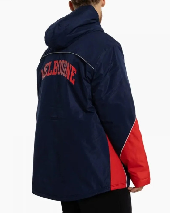 Melbourne Demons Stadium Navy and Red Hooded Jacket Melbourne Demons Stadium Navy and Red Hooded Jacket