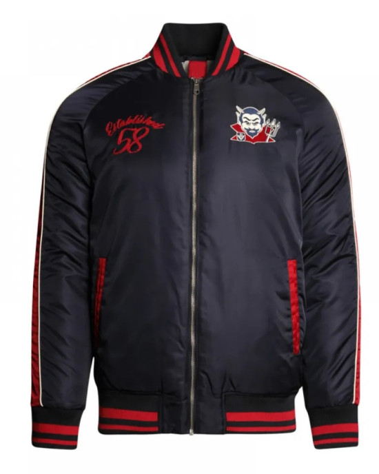 Melbourne Demons Vintage Navy Bomber Full-Zip Jacket Melbourne Demons Vintage Navy Bomber Full-Zip Jacket