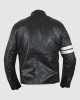 Men's Black Leather Jacket with White Stripes Men's Black Leather Jacket with White Stripes