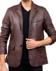 Men's Brown Leather Blazer