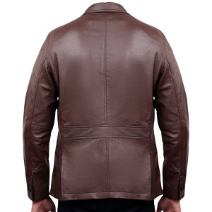 Men's Brown Leather Blazer
