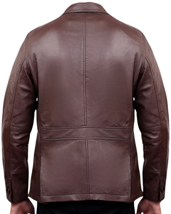 Men's Brown Leather Blazer