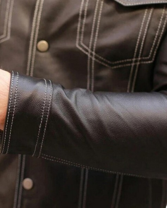 Men's Brown Leather Shirt Men's Brown Leather Shirt