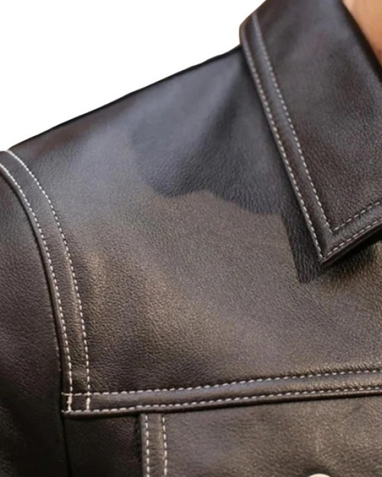 Men's Brown Leather Shirt Men's Brown Leather Shirt