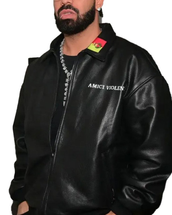Men's Drake Amici Violente Leather Jacket: Premium Quality Men's Drake Amici Violente Leather Jacket: Premium Quality