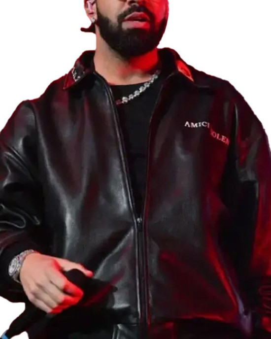 Men's Drake Amici Violente Leather Jacket: Premium Quality Men's Drake Amici Violente Leather Jacket: Premium Quality