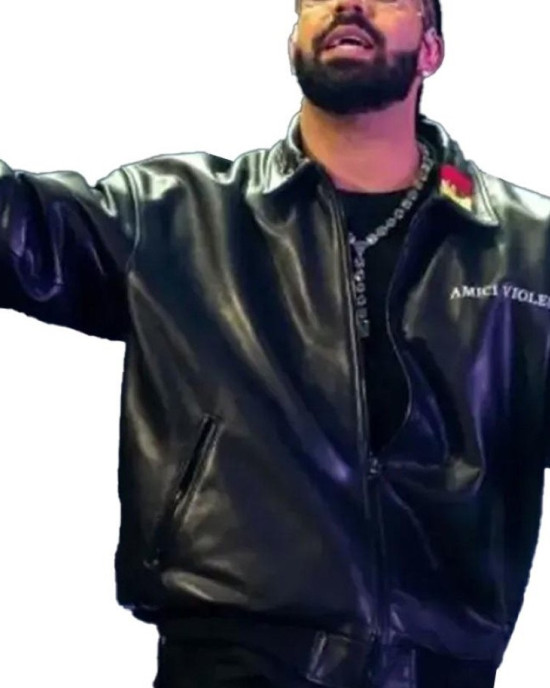 Men's Drake Amici Violente Leather Jacket: Premium Quality Men's Drake Amici Violente Leather Jacket: Premium Quality