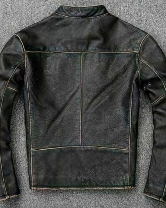 Men's Faded Black Leather Motorcycle Jacket Men's Faded Black Leather Motorcycle Jacket