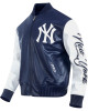 Men's New York Yankees City Signature Midnight Navy Leather Varsity Jacket