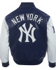 Men's New York Yankees City Signature Midnight Navy Leather Varsity Jacket