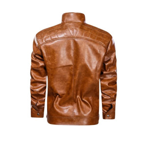 Men Brown Diamond Real Leather Jacket