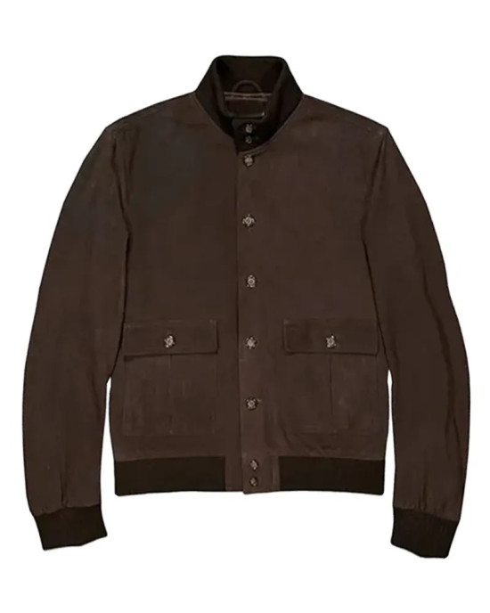 Men Brown Suede Leather Jacket