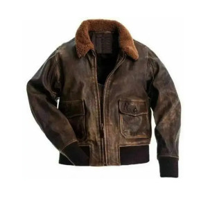 Men Distressed Flight Bomber Jacket