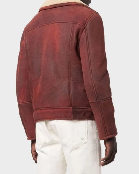 Men’s Aviator Burgundy Leather Jacket