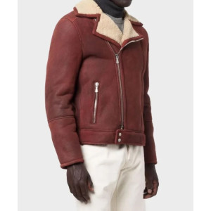 Men’s Aviator Burgundy Leather Jacket
