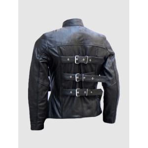 Men’s Belted Trench Look Black Leather Jacket