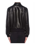 Men’s Black Elasticated Bomber Leather Jacket