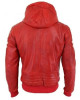 Men’s Bomber Red Leather Biker Hooded Men’s Bomber Red Leather Biker Hooded