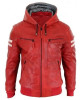 Men’s Bomber Red Leather Biker Hooded Men’s Bomber Red Leather Biker Hooded