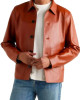 Men’s Brown Leather Blouson Jacket with Shirt Collar Men’s Brown Leather Blouson Jacket with Shirt Collar