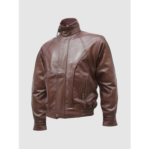 Men’s Chocolate Brown Leather Bomber Jacket