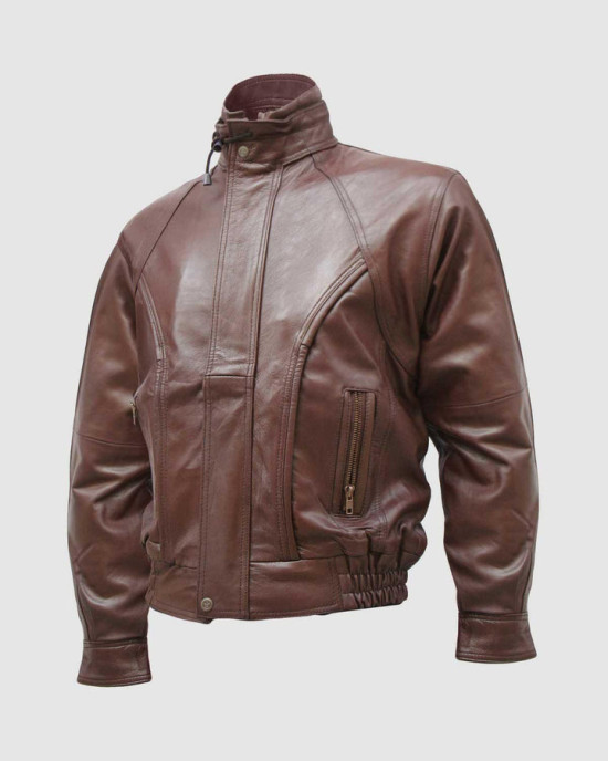 Men’s Chocolate Brown Leather Bomber Jacket Men’s Chocolate Brown Leather Bomber Jacket
