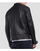 Men’s Crust Motorcycle Leather Jacket with Zipper Pockets