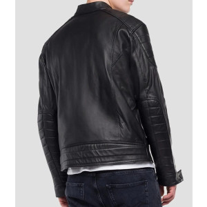 Men’s Crust Motorcycle Leather Jacket with Zipper Pockets
