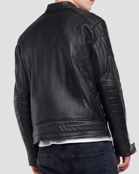 Men’s Crust Motorcycle Leather Jacket with Zipper Pockets Men’s Crust Motorcycle Leather Jacket with Zipper Pockets