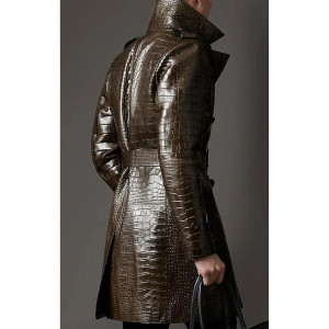 Men’s Double Breasted Alligator Brown Coat