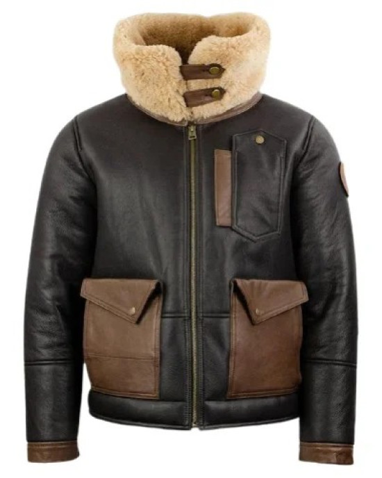 Men’s F-35 Aviator Chocolate Sheepskin Jacket