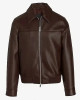 Men’s Faux Leather Jacket with Brown Shirt Collar Men’s Faux Leather Jacket with Brown Shirt Collar