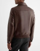 Men’s Faux Leather Jacket with Brown Shirt Collar Men’s Faux Leather Jacket with Brown Shirt Collar
