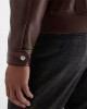 Men’s Faux Leather Jacket with Brown Shirt Collar Men’s Faux Leather Jacket with Brown Shirt Collar