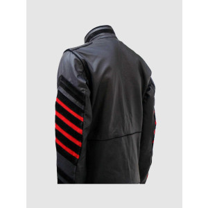 Men’s Fitted Black Military Leather Jacket