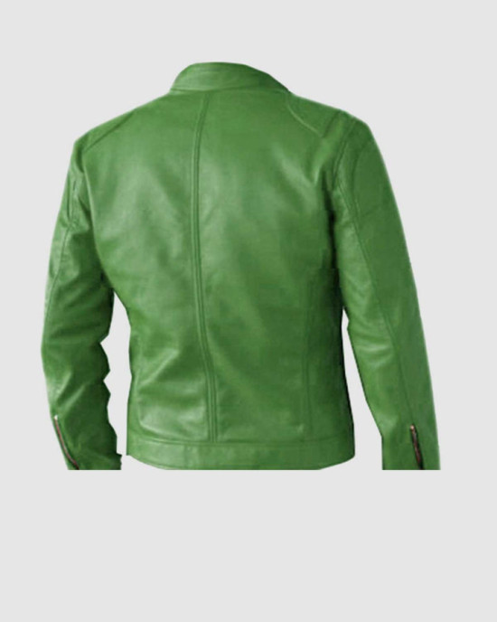 Men’s Green Leather Jacket - Regular Fit for Party Wear Men’s Green Leather Jacket - Regular Fit for Party Wear